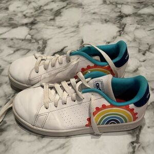 Adidas Advantage Court Hook & Loop J “Rainbow” kids White Sneakers size US2